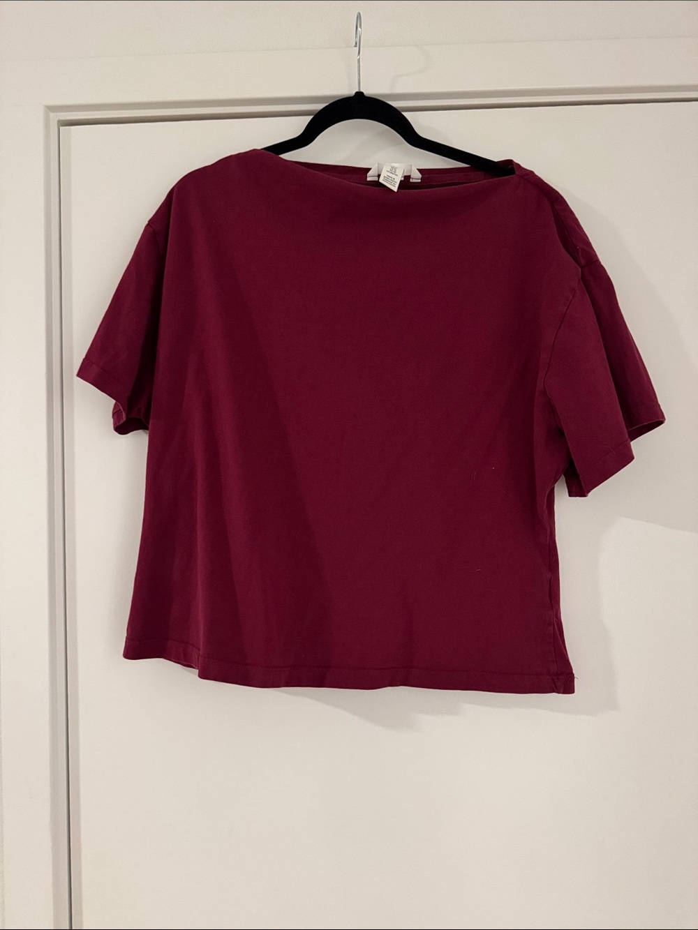 H&M Short-Sleeve Boxy Top in Berry